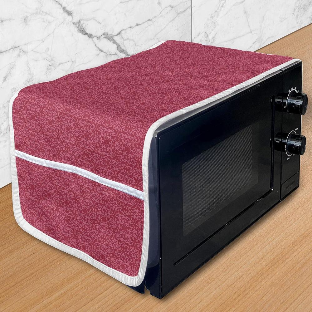 imageAmbesonne Heart Microwave Oven Cover Valentines Days Theme Romance Pattern in Simplistic Style Rhythmic Water Resistant Organizer with Pockets for Kitchen 36 x 12 Baby Pink and Dark TaupeDried Rose and Raspberry
