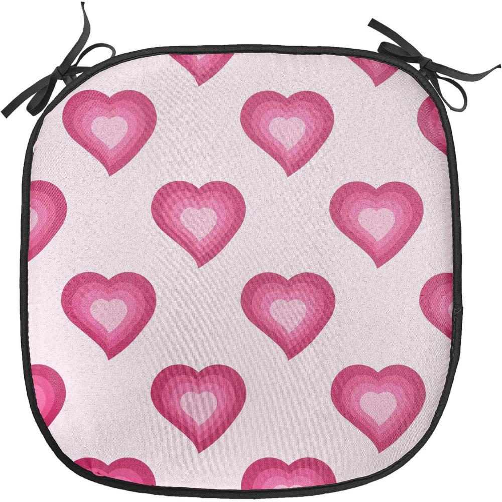 imageAmbesonne Hearts Chair Seating Cushion Set of 8 Valentines Day Themed Ornate Romantic Pink Circles and Shapes on Dark Background AntiSlip Seat Padding for Kitchen amp Patio 16x16 Pink BrownMagenta Pale Pink