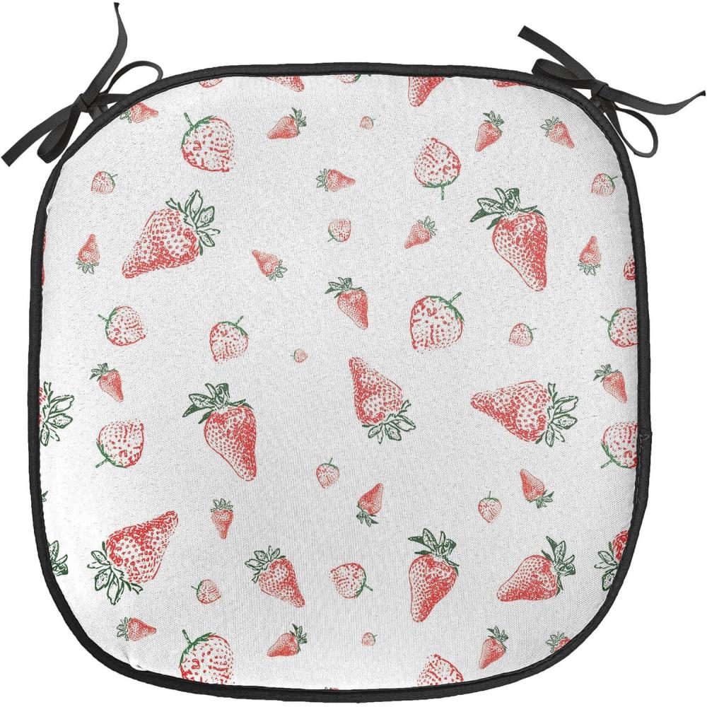 imageAmbesonne Hearts Chair Seating Cushion Set of 8 Valentines Day Themed Ornate Romantic Pink Circles and Shapes on Dark Background AntiSlip Seat Padding for Kitchen amp Patio 16x16 Pink BrownVermilion Green White