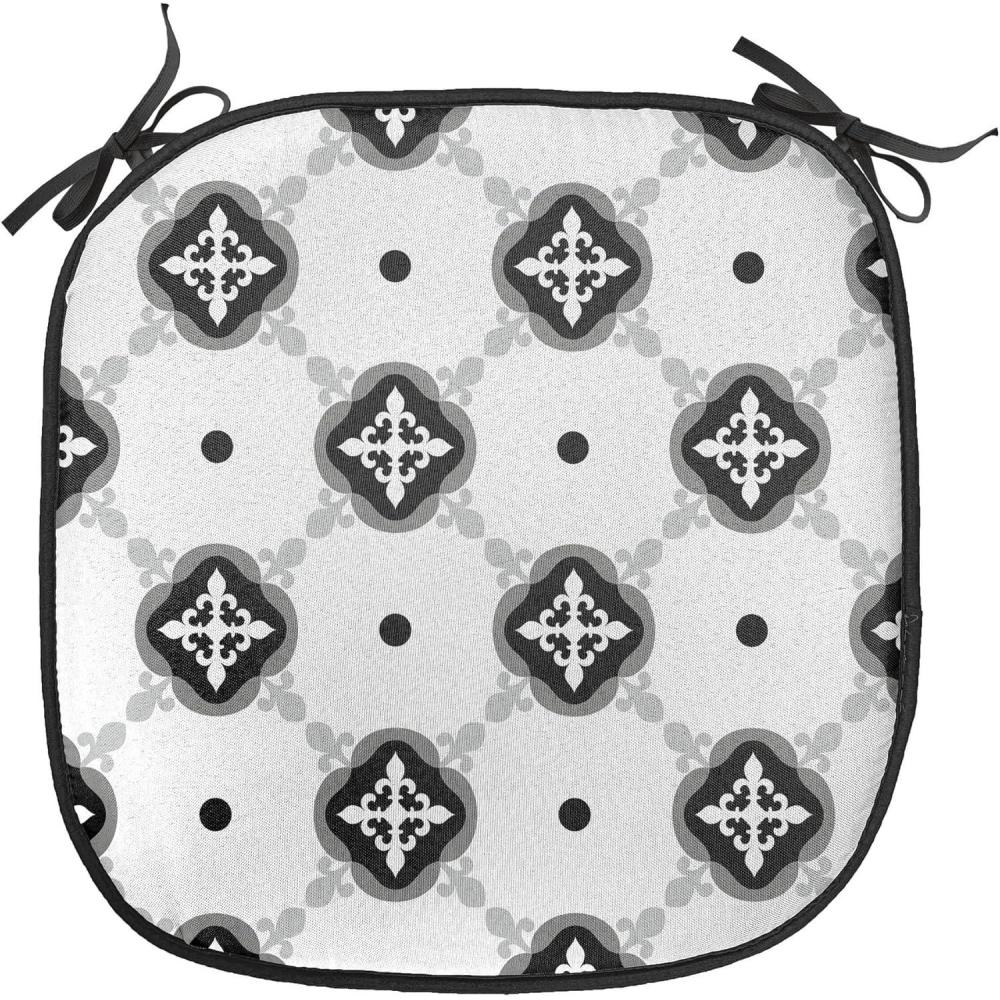 imageAmbesonne Hearts Chair Seating Cushion Set of 8 Valentines Day Themed Ornate Romantic Pink Circles and Shapes on Dark Background AntiSlip Seat Padding for Kitchen amp Patio 16x16 Pink BrownGrey Black and White