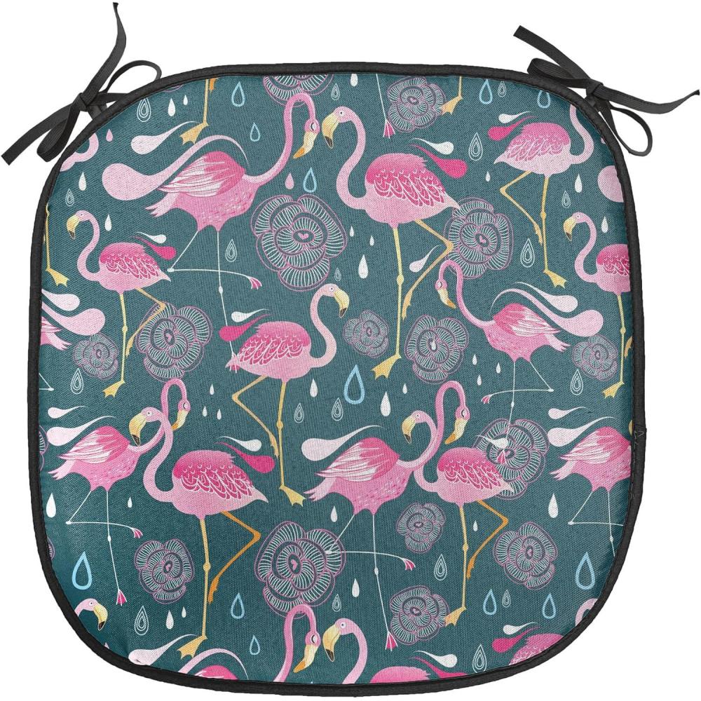 imageAmbesonne Hearts Chair Seating Cushion Set of 8 Valentines Day Themed Ornate Romantic Pink Circles and Shapes on Dark Background AntiSlip Seat Padding for Kitchen amp Patio 16x16 Pink BrownDark Green Pale Pink