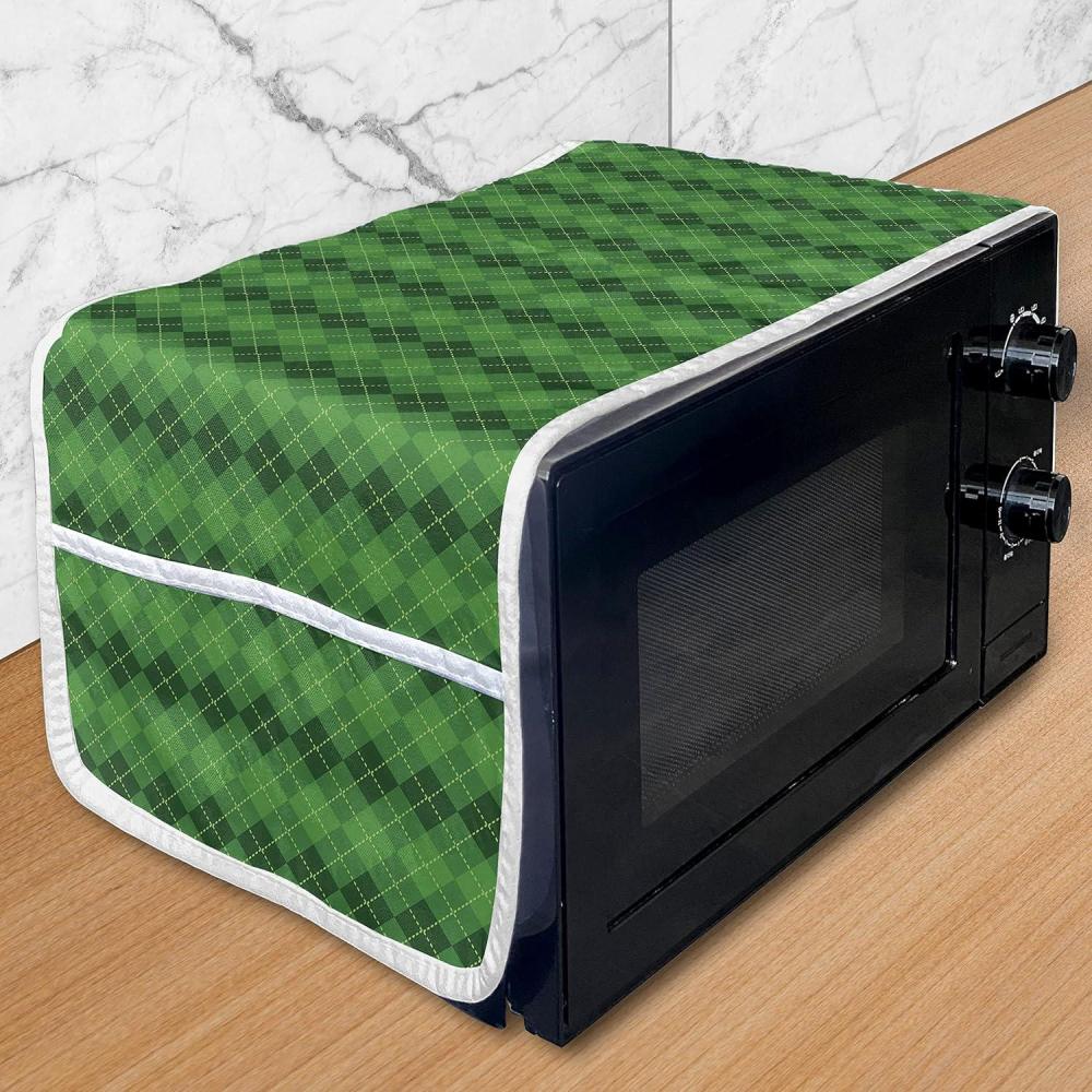 imageAmbesonne Hot Pink Microwave Oven Cover Valentines Day Inspired Black Mini Hearts on Fuchsia Backdrop Abstract Design Water Resistant Organizer with Pockets for Kitchen 36 x 12 Fuchsia BlackGreen Dark Green Yellow