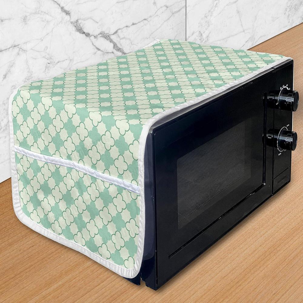 imageAmbesonne Hot Pink Microwave Oven Cover Valentines Day Inspired Black Mini Hearts on Fuchsia Backdrop Abstract Design Water Resistant Organizer with Pockets for Kitchen 36 x 12 Fuchsia BlackMint Emerald Pale Green