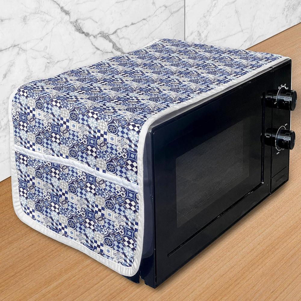 imageAmbesonne Hot Pink Microwave Oven Cover Valentines Day Inspired Black Mini Hearts on Fuchsia Backdrop Abstract Design Water Resistant Organizer with Pockets for Kitchen 36 x 12 Fuchsia BlackBlue Navy Blue White