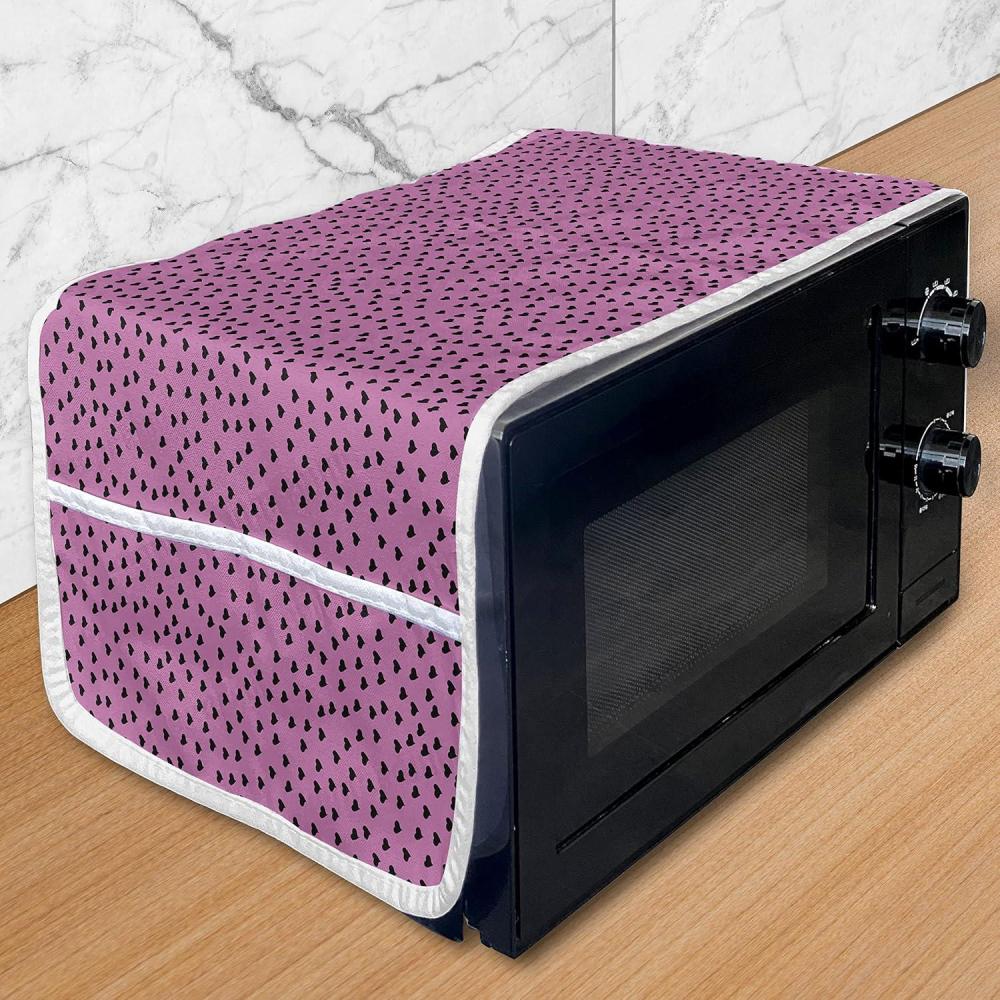 imageAmbesonne Hot Pink Microwave Oven Cover Valentines Day Inspired Black Mini Hearts on Fuchsia Backdrop Abstract Design Water Resistant Organizer with Pockets for Kitchen 36 x 12 Fuchsia BlackFuchsia Black