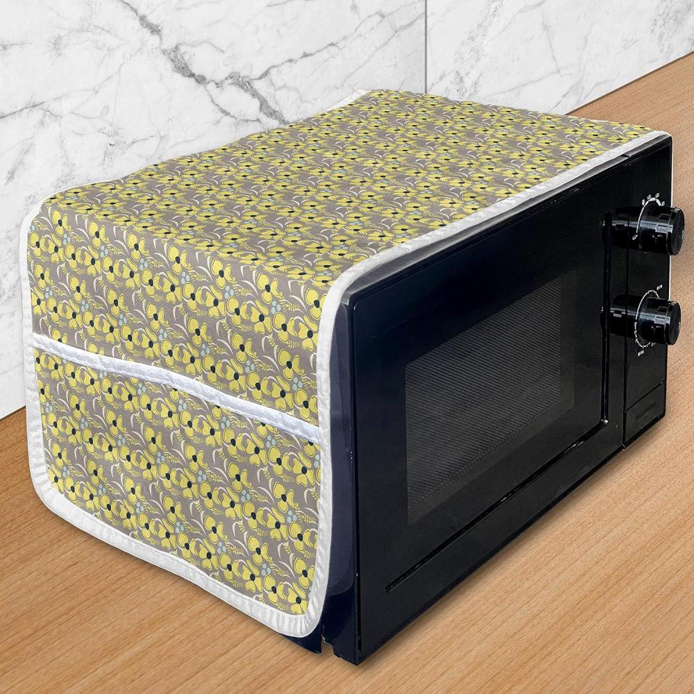 imageAmbesonne Hot Pink Microwave Oven Cover Valentines Day Inspired Black Mini Hearts on Fuchsia Backdrop Abstract Design Water Resistant Organizer with Pockets for Kitchen 36 x 12 Fuchsia BlackIndigo Yellow Taupe