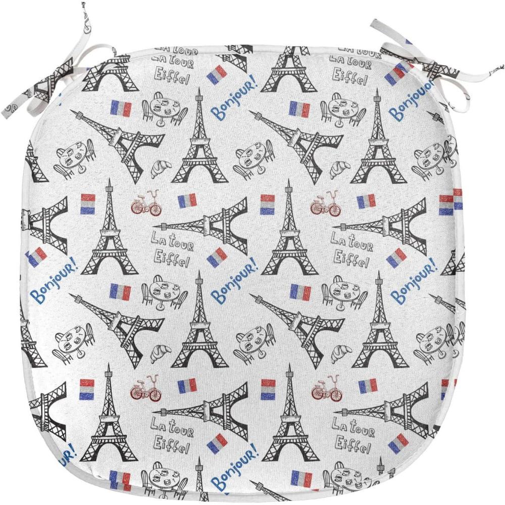 imageAmbesonne Love Chair Seating Cushion Set of 4 Hipster Hearts Pattern with Love You Texts Heart Shapes Valentines Day Theme AntiSlip Seat Padding for Kitchen amp Patio 16x16 Vermilion MulticolorBlue Black Red