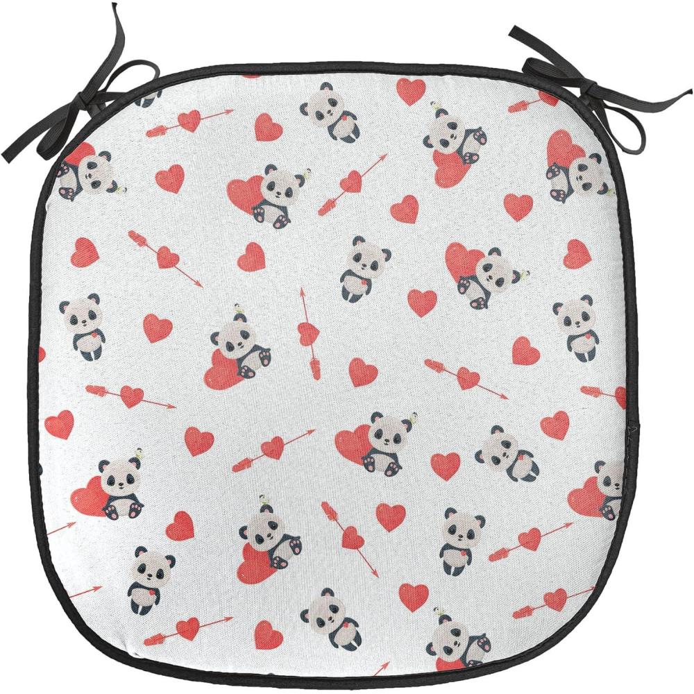imageAmbesonne Love Chair Seating Cushion Set of 4 Hipster Hearts Pattern with Love You Texts Heart Shapes Valentines Day Theme AntiSlip Seat Padding for Kitchen amp Patio 16x16 Vermilion MulticolorVermilion Beige Black
