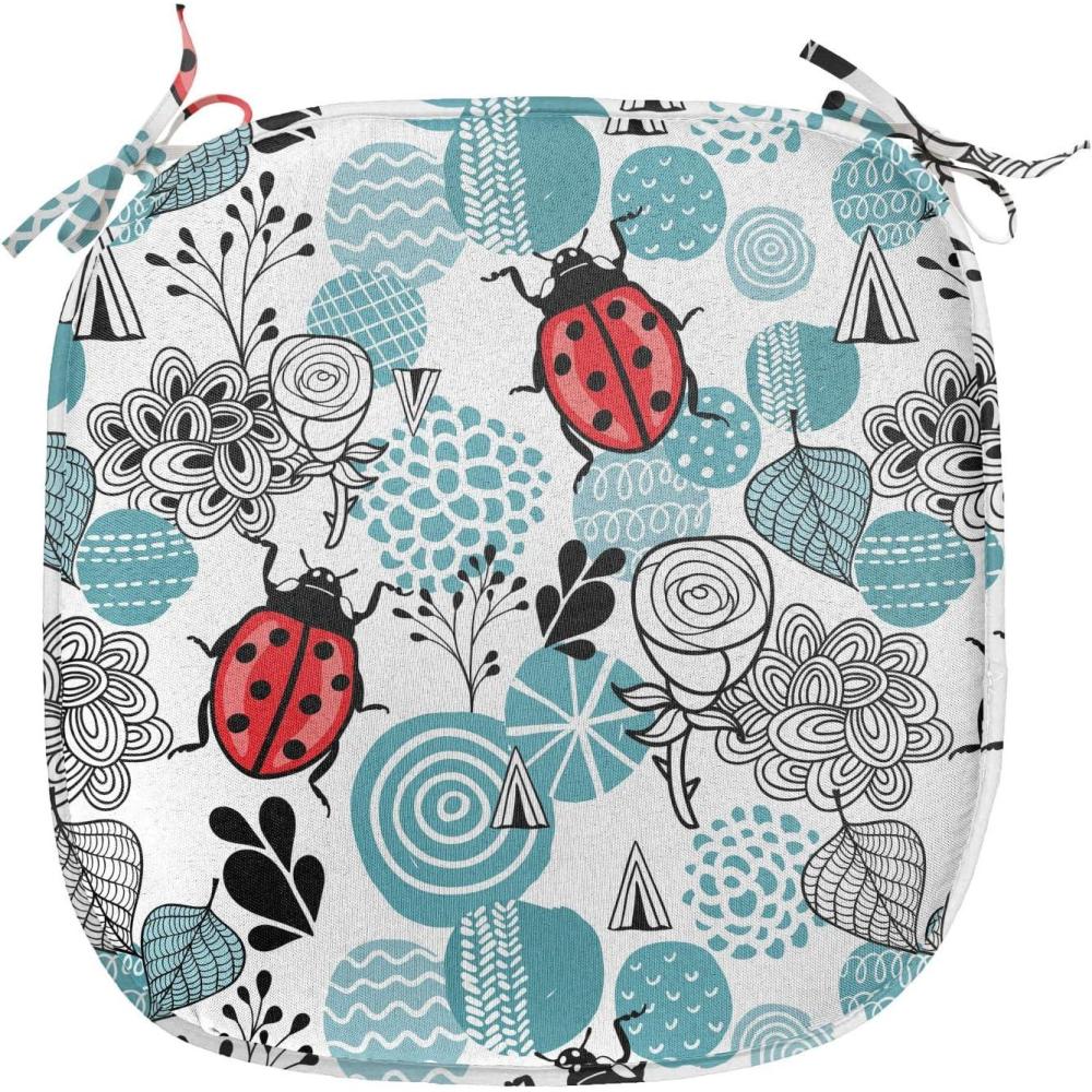 imageAmbesonne Love Chair Seating Cushion Set of 4 Hipster Hearts Pattern with Love You Texts Heart Shapes Valentines Day Theme AntiSlip Seat Padding for Kitchen amp Patio 16x16 Vermilion MulticolorPale Blue Red Black