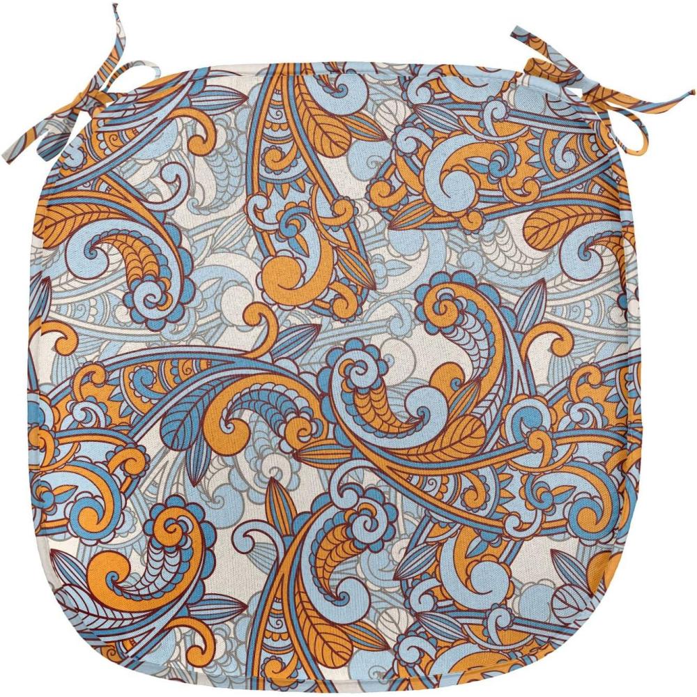imageAmbesonne Love Chair Seating Cushion Set of 4 Hipster Hearts Pattern with Love You Texts Heart Shapes Valentines Day Theme AntiSlip Seat Padding for Kitchen amp Patio 16x16 Vermilion MulticolorOrange Pale Blue Cream
