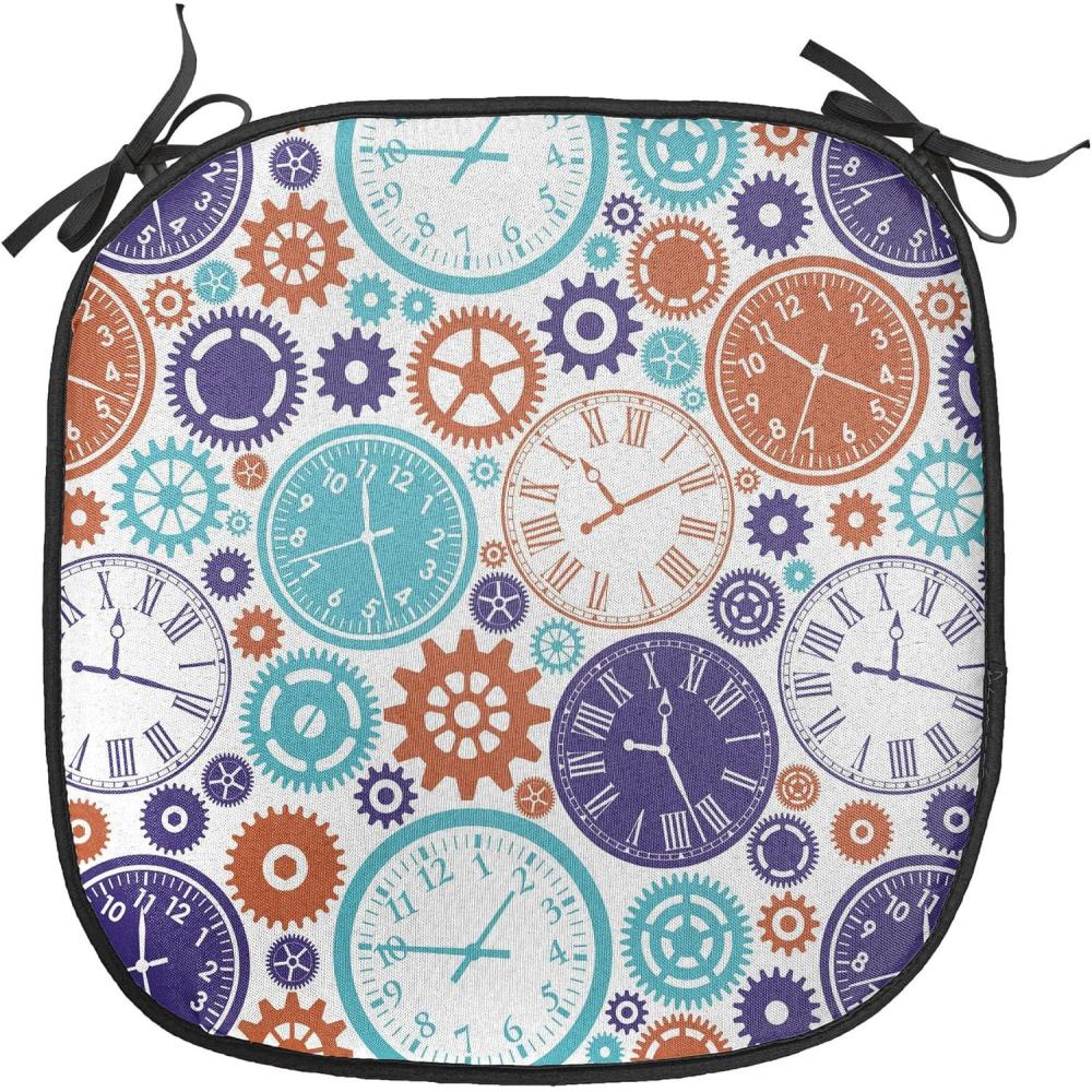 imageAmbesonne Mauve Chair Seating Cushion Set of 4 Big Fresh Flower Floret Buds Bouquet Motif Valentine Romance Blossoms Design Print AntiSlip Seat Padding for Kitchen amp Patio 16x16 Yellow VioletBlue and Dark Orange