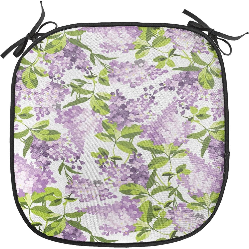 imageAmbesonne Mauve Chair Seating Cushion Set of 4 Big Fresh Flower Floret Buds Bouquet Motif Valentine Romance Blossoms Design Print AntiSlip Seat Padding for Kitchen amp Patio 16x16 Yellow VioletLilac Green