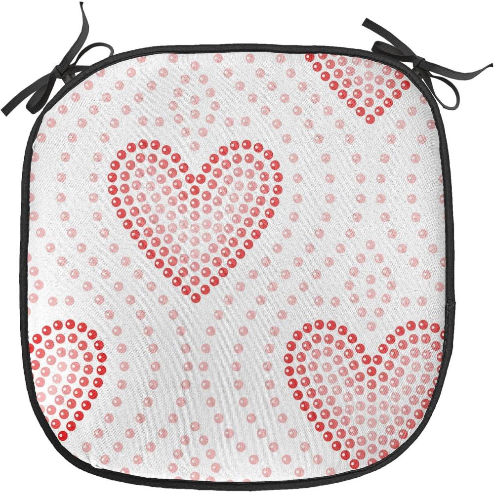 imageAmbesonne Pearls Chair Seating Cushion Set of 6 Dotted Heart Pattern Love Themed Illustration Valentines Day Adornment AntiSlip Seat Padding for Kitchen amp Patio 16x16 Blush Cream RedBlush Cream Red