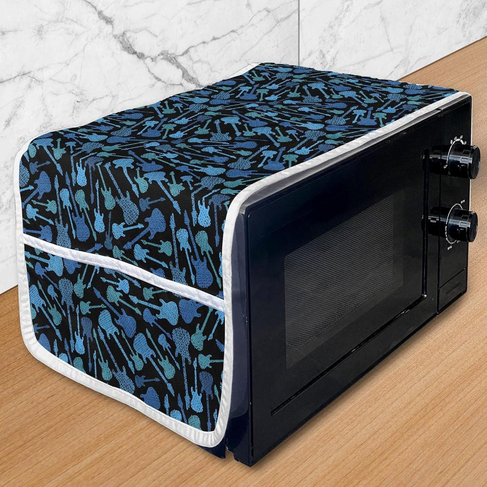 imageAmbesonne Pets Microwave Oven Cover Cats with Hearts Valentines Day Theme Lovers Kitten Meow Doodle Water Resistant Organizer with Pockets for Kitchen 36 x 12 Black Magenta and BlueTeal Black Violet Blue