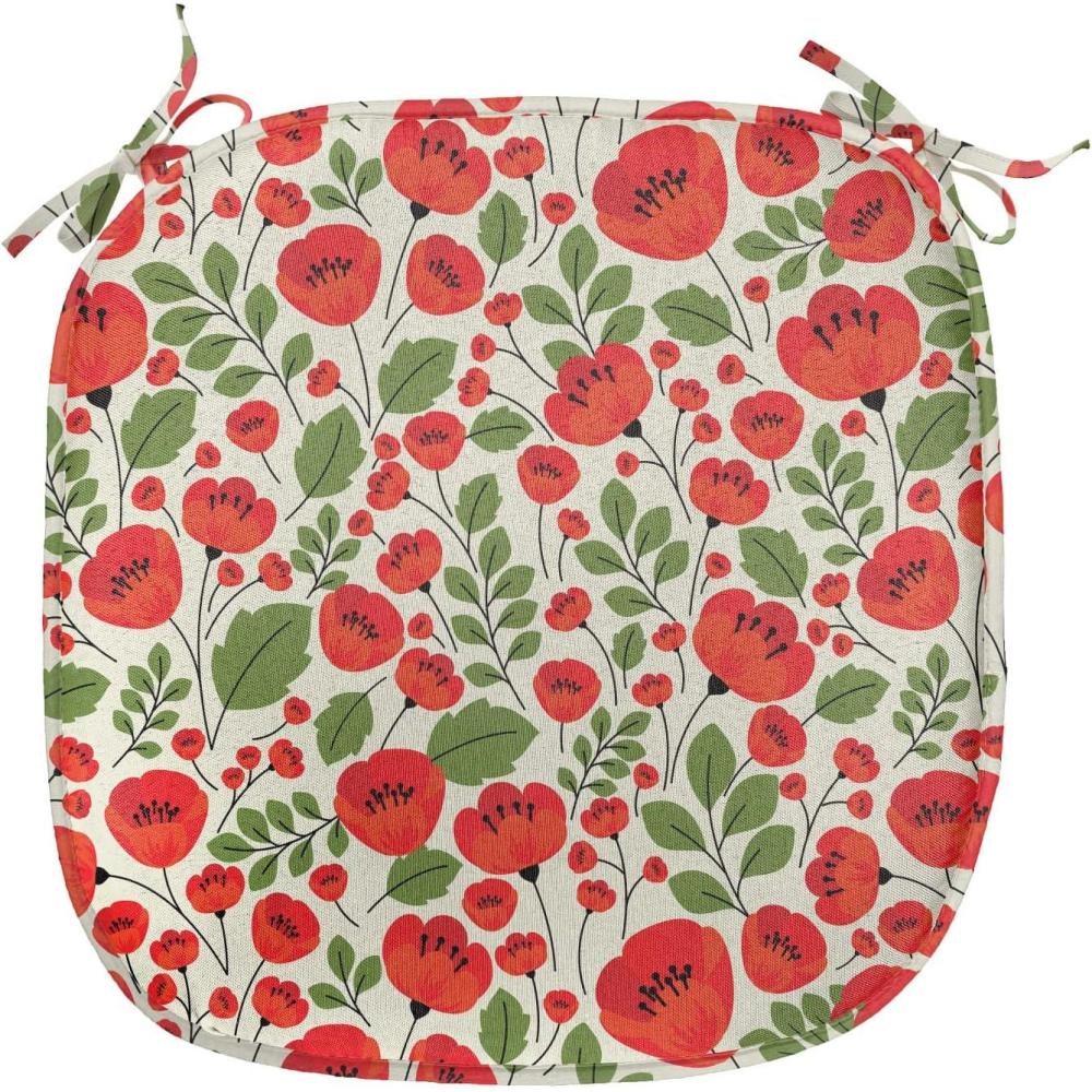 imageAmbesonne Poppy Flower Chair Seating Cushion Leaves and Petals Watercolors Bouquet Romance Inspiration Valentines Day AntiSlip Seat Padding for Kitchen amp Patio 16x16 Green Pink CreamGreen Red Beige