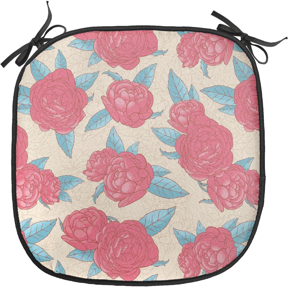 imageAmbesonne Romantic Chair Seating Cushion Set of 6 Valentines Day Style Rose Composition Love in Pastel Colors AntiSlip Seat Padding for Kitchen amp Patio 16x16 Aqua Dark Coral BeigeAqua Dark Coral Beige