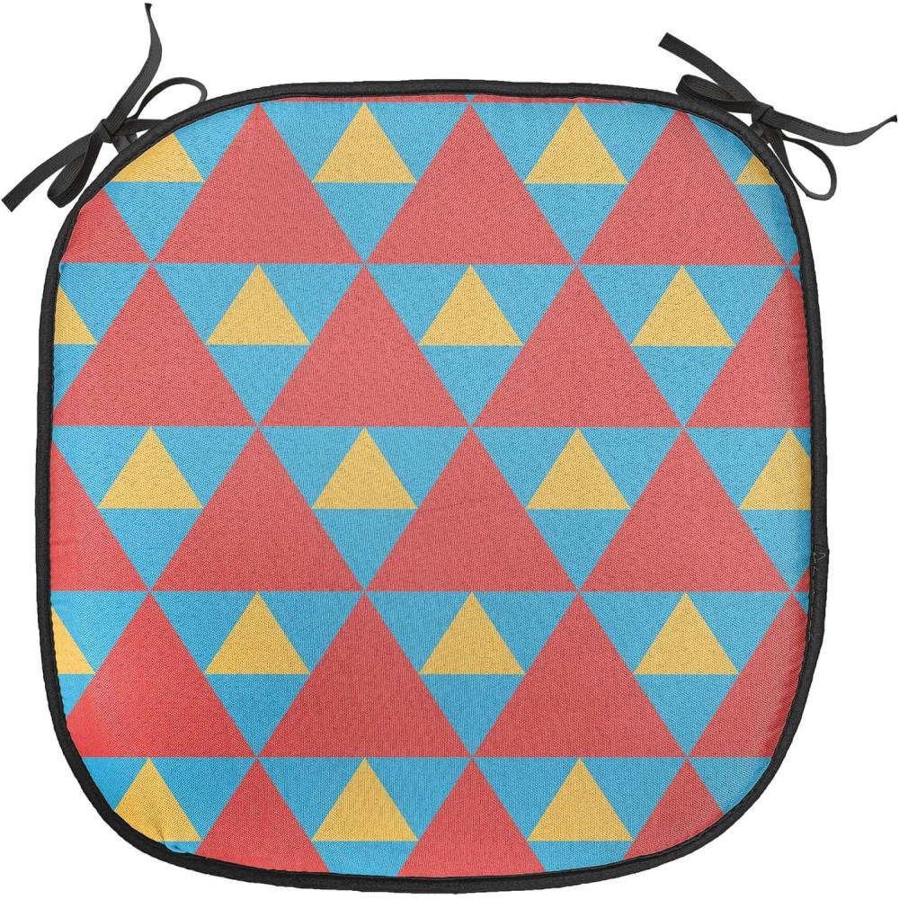 imageAmbesonne Romantic Chair Seating Cushion Set of 8 Soft Colored Hearts in Love Valentines Day Repetitive Pattern AntiSlip Seat Padding for Kitchen amp Patio 16x16 Pale Yellow Pale PinkSky Blue Marigold