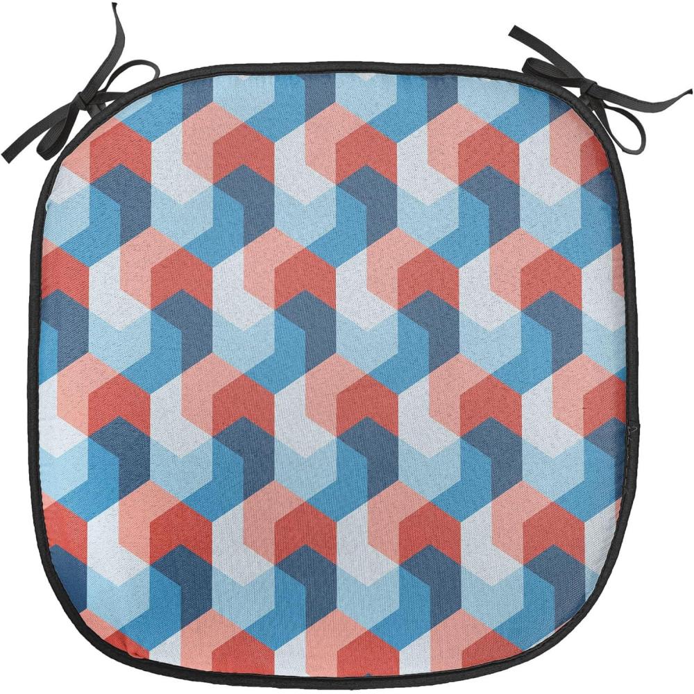 imageAmbesonne Romantic Chair Seating Cushion Set of 8 Soft Colored Hearts in Love Valentines Day Repetitive Pattern AntiSlip Seat Padding for Kitchen amp Patio 16x16 Pale Yellow Pale PinkBlue Red