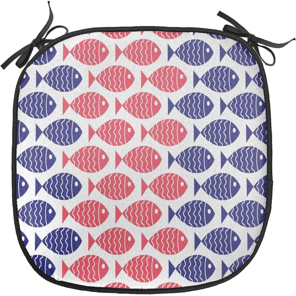 imageAmbesonne Romantic Chair Seating Cushion Set of 8 Soft Colored Hearts in Love Valentines Day Repetitive Pattern AntiSlip Seat Padding for Kitchen amp Patio 16x16 Pale Yellow Pale PinkRed and Navy Blue