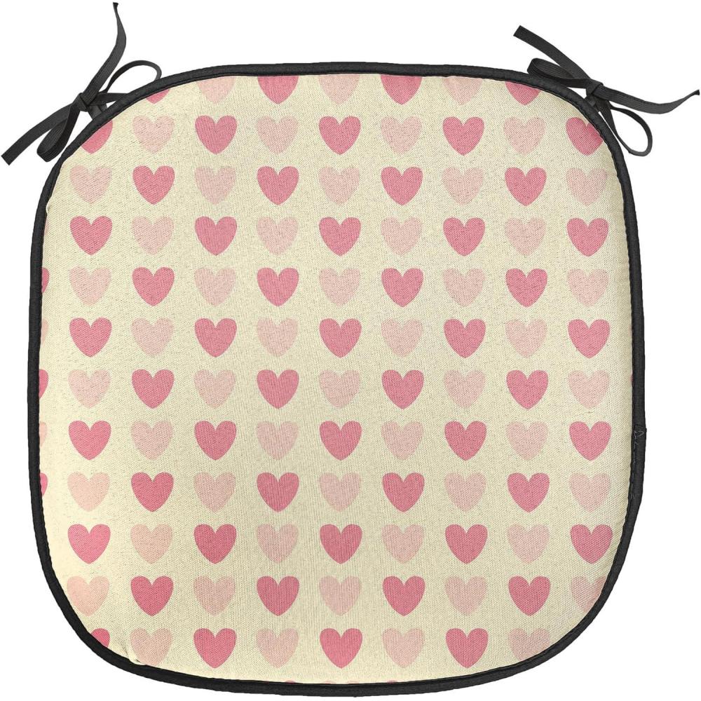 imageAmbesonne Romantic Chair Seating Cushion Set of 8 Soft Colored Hearts in Love Valentines Day Repetitive Pattern AntiSlip Seat Padding for Kitchen amp Patio 16x16 Pale Yellow Pale PinkPale Yellow Pale Pink