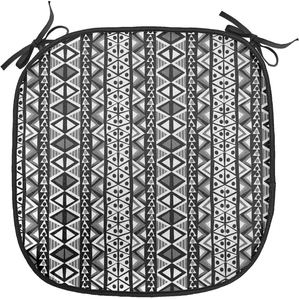 imageAmbesonne Romantic Chair Seating Cushion Set of 8 Soft Colored Hearts in Love Valentines Day Repetitive Pattern AntiSlip Seat Padding for Kitchen amp Patio 16x16 Pale Yellow Pale PinkBlack Grey