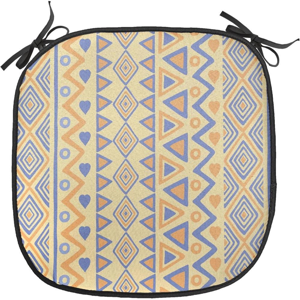 imageAmbesonne Romantic Chair Seating Cushion Set of 8 Soft Colored Hearts in Love Valentines Day Repetitive Pattern AntiSlip Seat Padding for Kitchen amp Patio 16x16 Pale Yellow Pale PinkYellow Blue