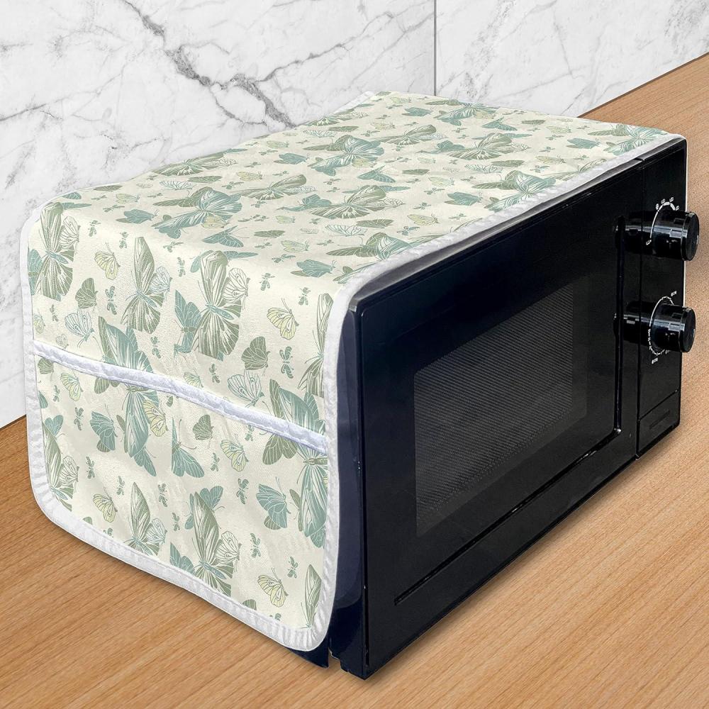 imageAmbesonne Romantic Microwave Oven Cover Gothic Hearts Tattoo Style Valentines Love Graffiti Grunge Illustration Water Resistant Organizer with Pockets for Kitchen 36 x 12 Pale Grey BlackPale Almond Green Cream