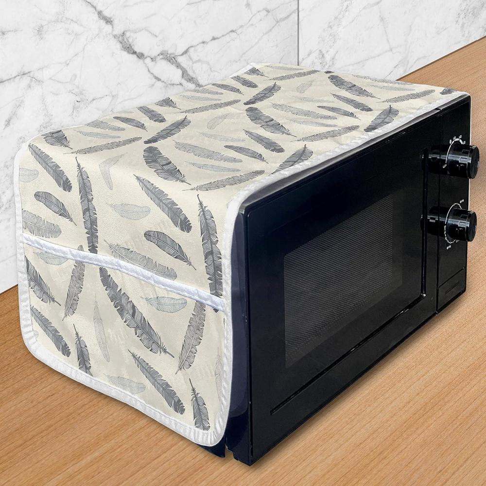 imageAmbesonne Romantic Microwave Oven Cover Gothic Hearts Tattoo Style Valentines Love Graffiti Grunge Illustration Water Resistant Organizer with Pockets for Kitchen 36 x 12 Pale Grey BlackBeige and Pale Grey