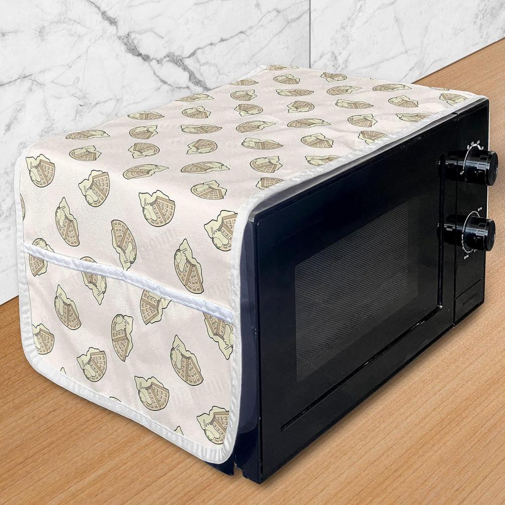imageAmbesonne Romantic Microwave Oven Cover Gothic Hearts Tattoo Style Valentines Love Graffiti Grunge Illustration Water Resistant Organizer with Pockets for Kitchen 36 x 12 Pale Grey BlackTan and Cream