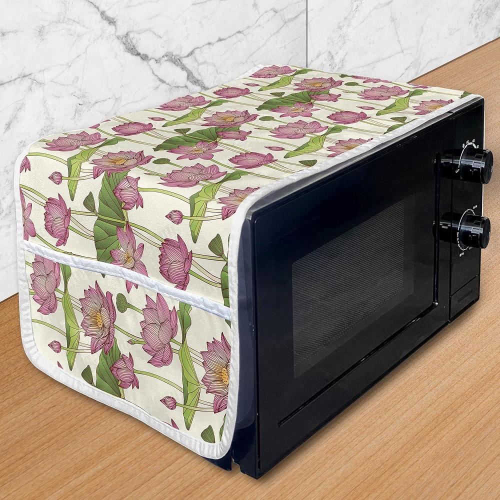imageAmbesonne Romantic Microwave Oven Cover Gothic Hearts Tattoo Style Valentines Love Graffiti Grunge Illustration Water Resistant Organizer with Pockets for Kitchen 36 x 12 Pale Grey BlackPink Ivory and Green