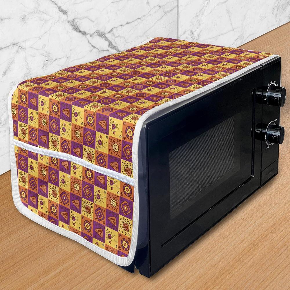 imageAmbesonne Romantic Microwave Oven Cover Gothic Hearts Tattoo Style Valentines Love Graffiti Grunge Illustration Water Resistant Organizer with Pockets for Kitchen 36 x 12 Pale Grey BlackOrange Purple and Yellow