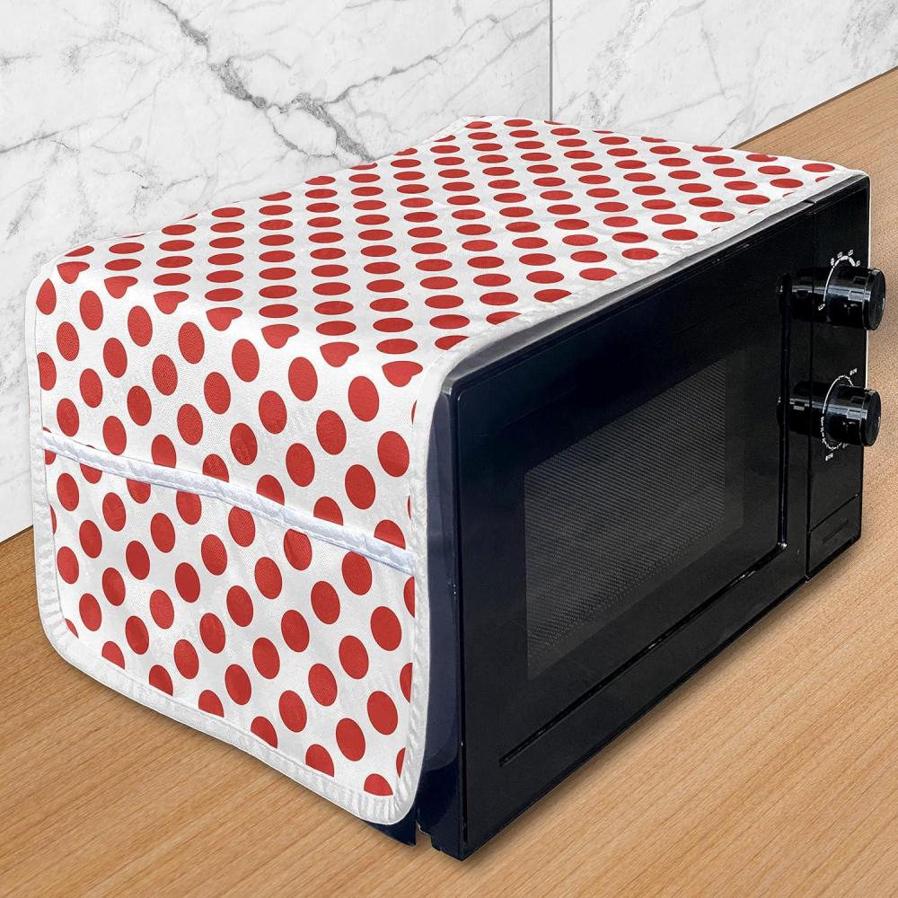imageAmbesonne Romantic Microwave Oven Cover Heart Pattern Lovers Valentines Day Honeymoon Girls Doodle Design Water Resistant Organizer with Pockets for Kitchen 36 x 12 Orange WhiteVermilion White