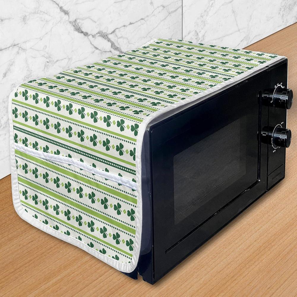 imageAmbesonne Romantic Microwave Oven Cover Heart Pattern Lovers Valentines Day Honeymoon Girls Doodle Design Water Resistant Organizer with Pockets for Kitchen 36 x 12 Orange WhiteLime Green Dark Green
