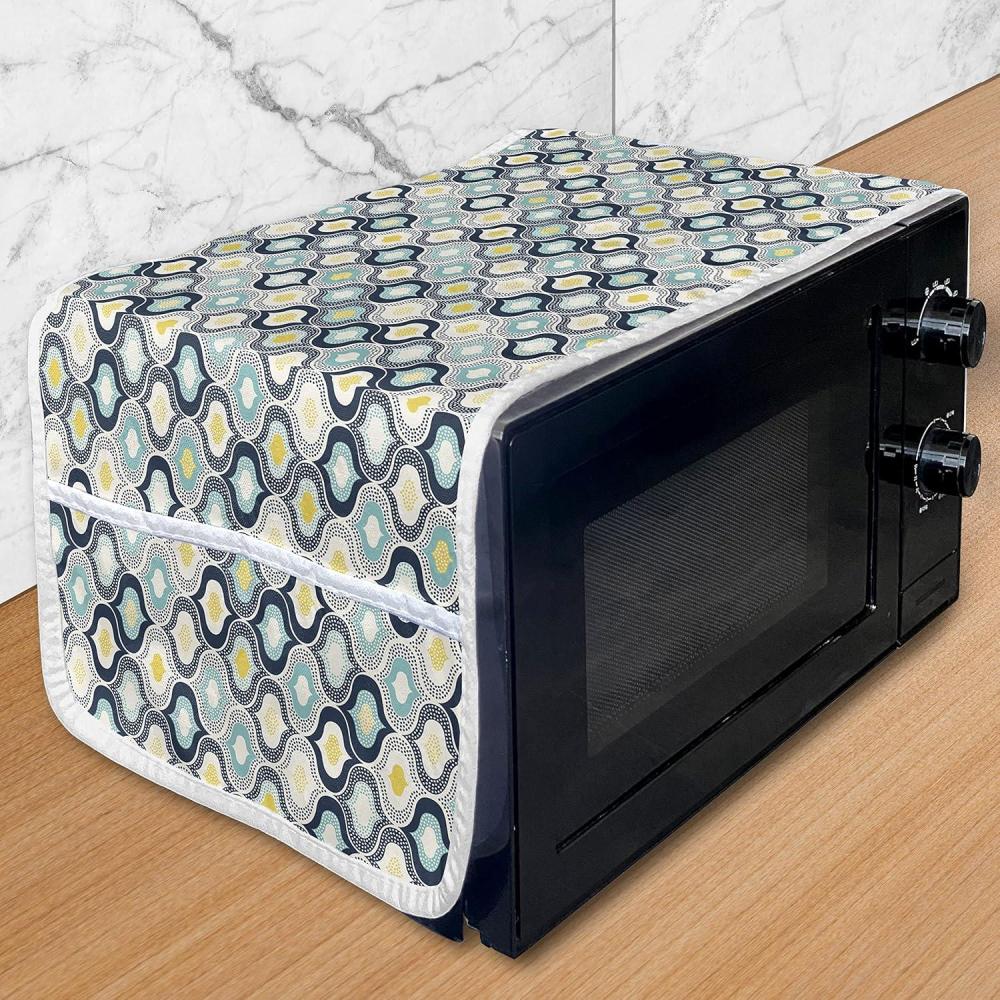 imageAmbesonne Romantic Microwave Oven Cover Heart Pattern Lovers Valentines Day Honeymoon Girls Doodle Design Water Resistant Organizer with Pockets for Kitchen 36 x 12 Orange WhiteBlue and White