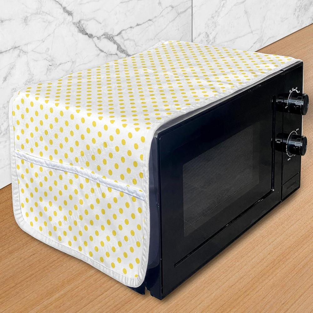 imageAmbesonne Romantic Microwave Oven Cover Heart Pattern Lovers Valentines Day Honeymoon Girls Doodle Design Water Resistant Organizer with Pockets for Kitchen 36 x 12 Orange WhiteYellow and White