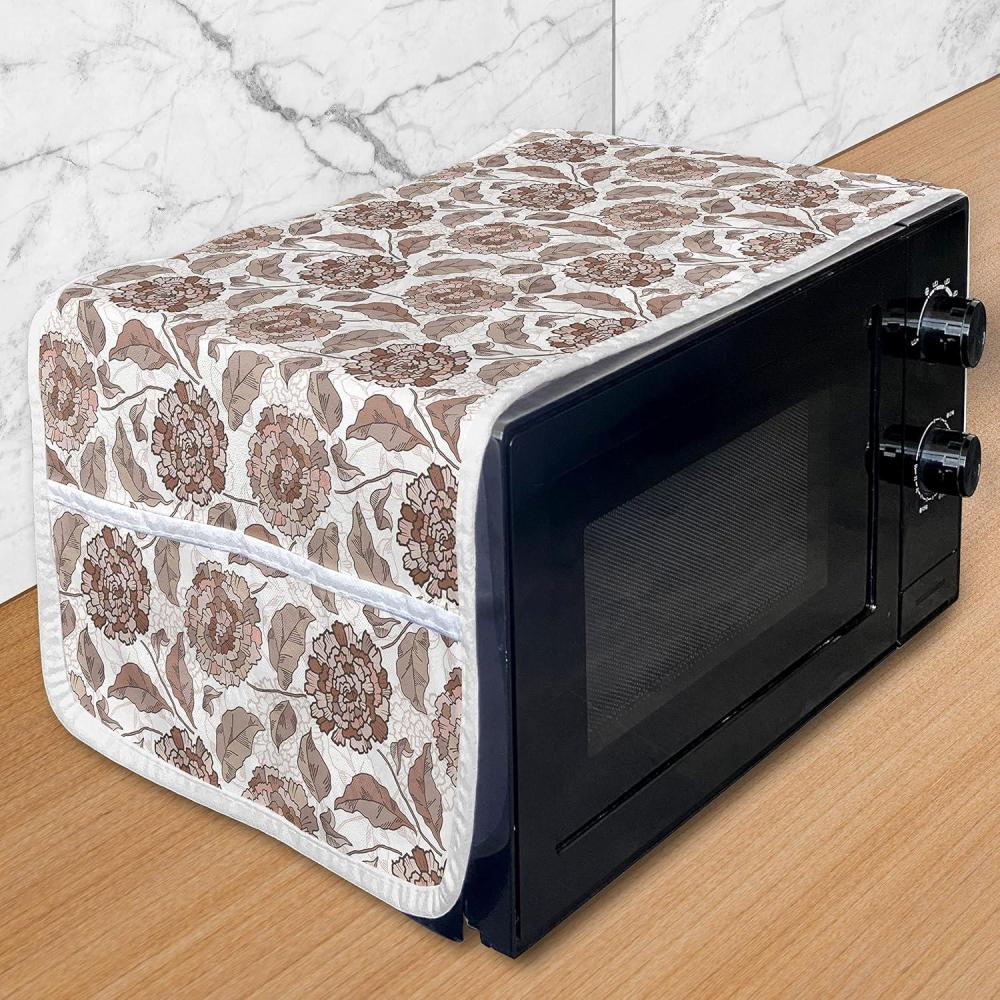 imageAmbesonne Romantic Microwave Oven Cover Valentines Day Style Rose Composition Love in Pastel Colors Water Resistant Organizer with Pockets for Kitchen 36 x 12 Aqua Dark Coral BeigeWarm Taupe Umber Blush