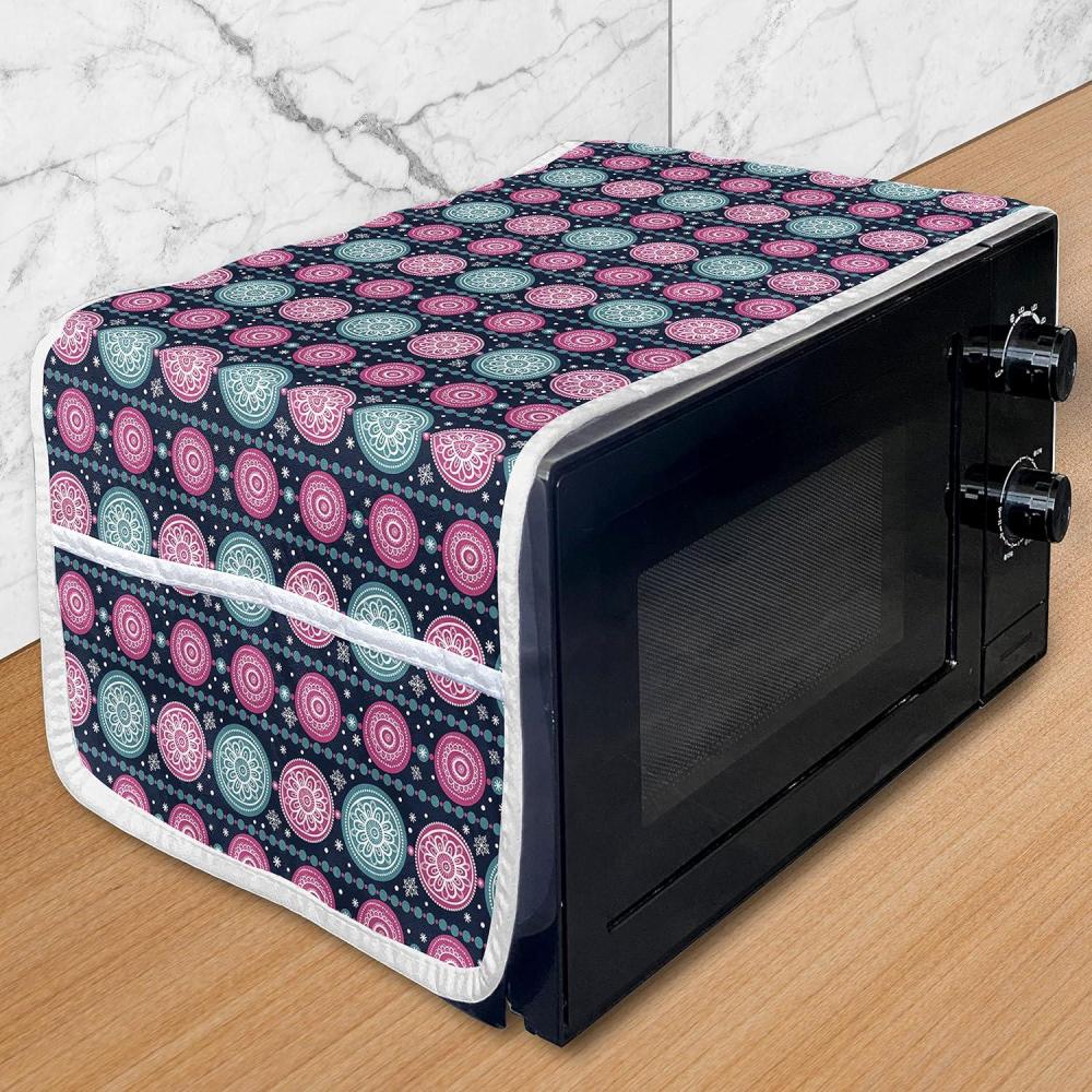 imageAmbesonne Romantic Microwave Oven Cover Valentines Day Style Rose Composition Love in Pastel Colors Water Resistant Organizer with Pockets for Kitchen 36 x 12 Aqua Dark Coral BeigeDark Blue Teal Pink