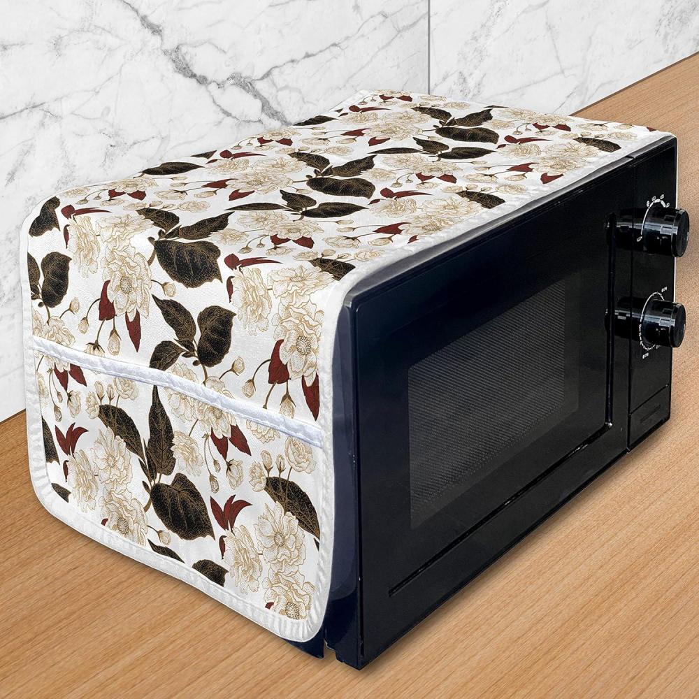 imageAmbesonne Romantic Microwave Oven Cover Valentines Day Style Rose Composition Love in Pastel Colors Water Resistant Organizer with Pockets for Kitchen 36 x 12 Aqua Dark Coral BeigeDark Brown Burgundy