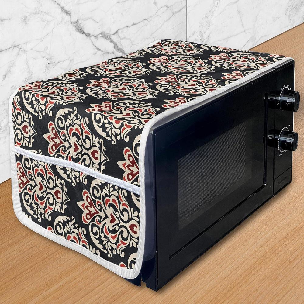 imageAmbesonne Romantic Microwave Oven Cover Valentines Day Style Rose Composition Love in Pastel Colors Water Resistant Organizer with Pockets for Kitchen 36 x 12 Aqua Dark Coral BeigeBlack Cream Red