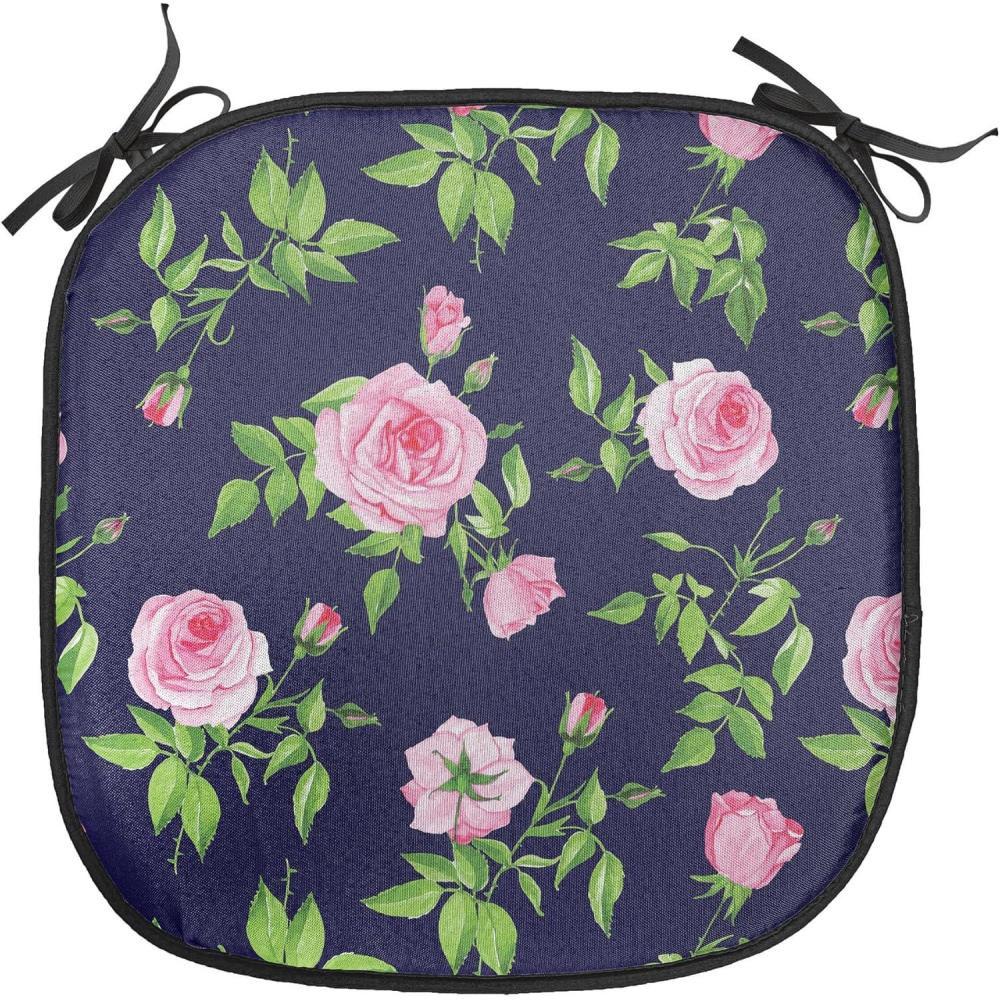 imageAmbesonne Rose Chair Seating Cushion Set of 8 Shades of Pink Gentle Seasonal Flora Romance Love Theme Valentines Day Inspired Design AntiSlip Seat Padding for Kitchen amp Patio 16x16 PinkIndigo Green Pink