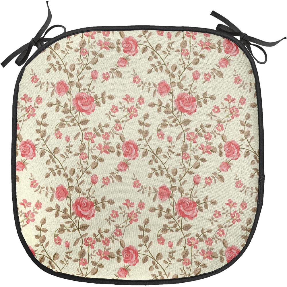 imageAmbesonne Rose Chair Seating Cushion Set of 8 Shades of Pink Gentle Seasonal Flora Romance Love Theme Valentines Day Inspired Design AntiSlip Seat Padding for Kitchen amp Patio 16x16 PinkPale Yellow Dark Coral