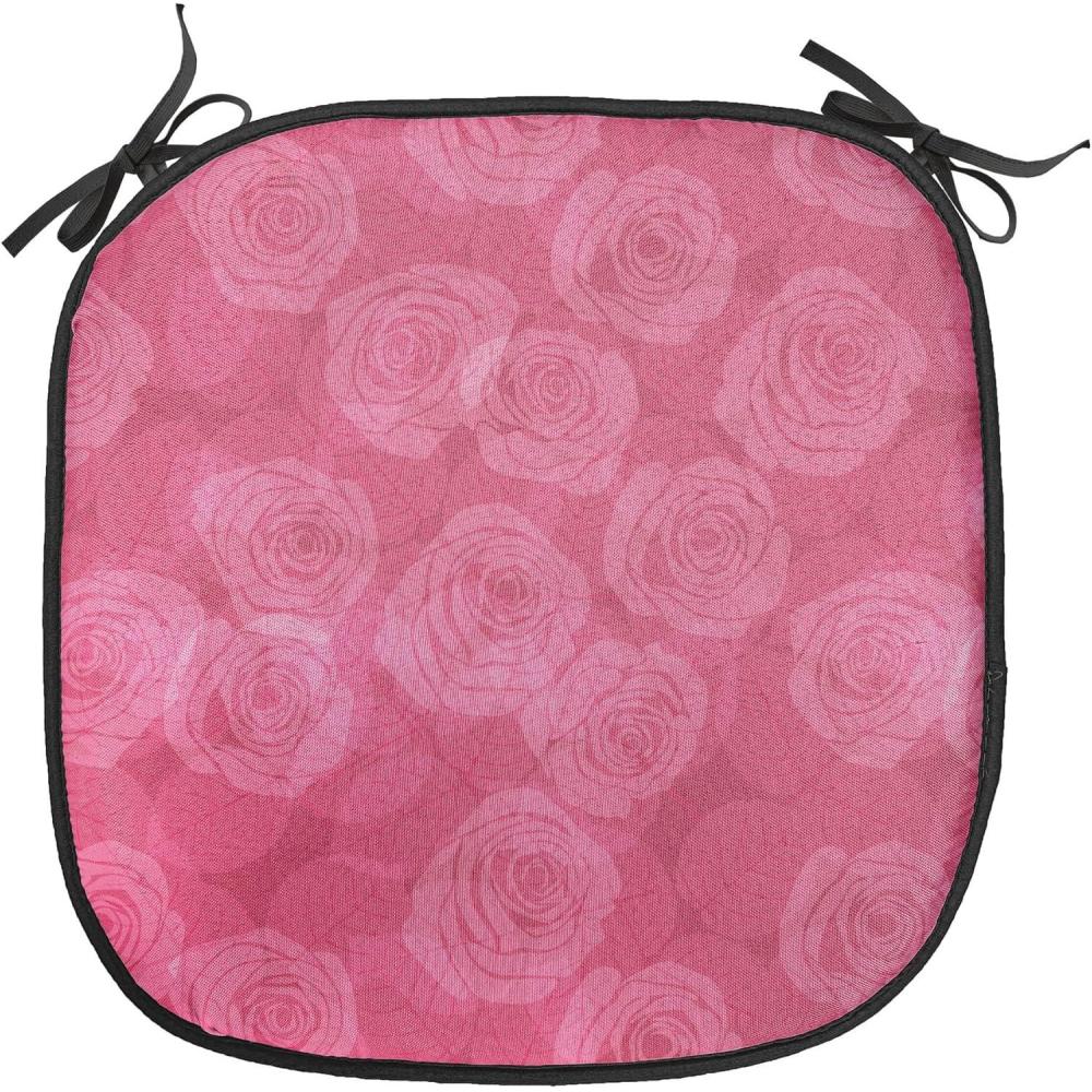 imageAmbesonne Rose Chair Seating Cushion Set of 8 Shades of Pink Gentle Seasonal Flora Romance Love Theme Valentines Day Inspired Design AntiSlip Seat Padding for Kitchen amp Patio 16x16 PinkPink