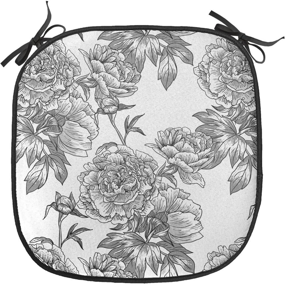 imageAmbesonne Rose Chair Seating Cushion Set of 8 Shades of Pink Gentle Seasonal Flora Romance Love Theme Valentines Day Inspired Design AntiSlip Seat Padding for Kitchen amp Patio 16x16 PinkBlack Grey White