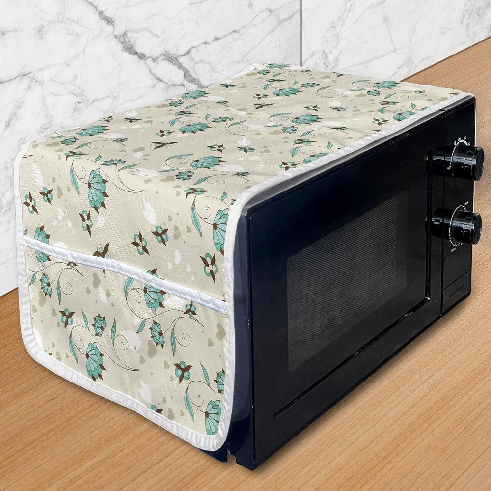 imageAmbesonne Rose Microwave Oven Cover Valentines Day Retro Style Petals with Leaves Ornamental Growth Pattern Water Resistant Organizer with Pockets for Kitchen 36 x 12 Ruby Hunter Green BlackTurquoise Brown Beige