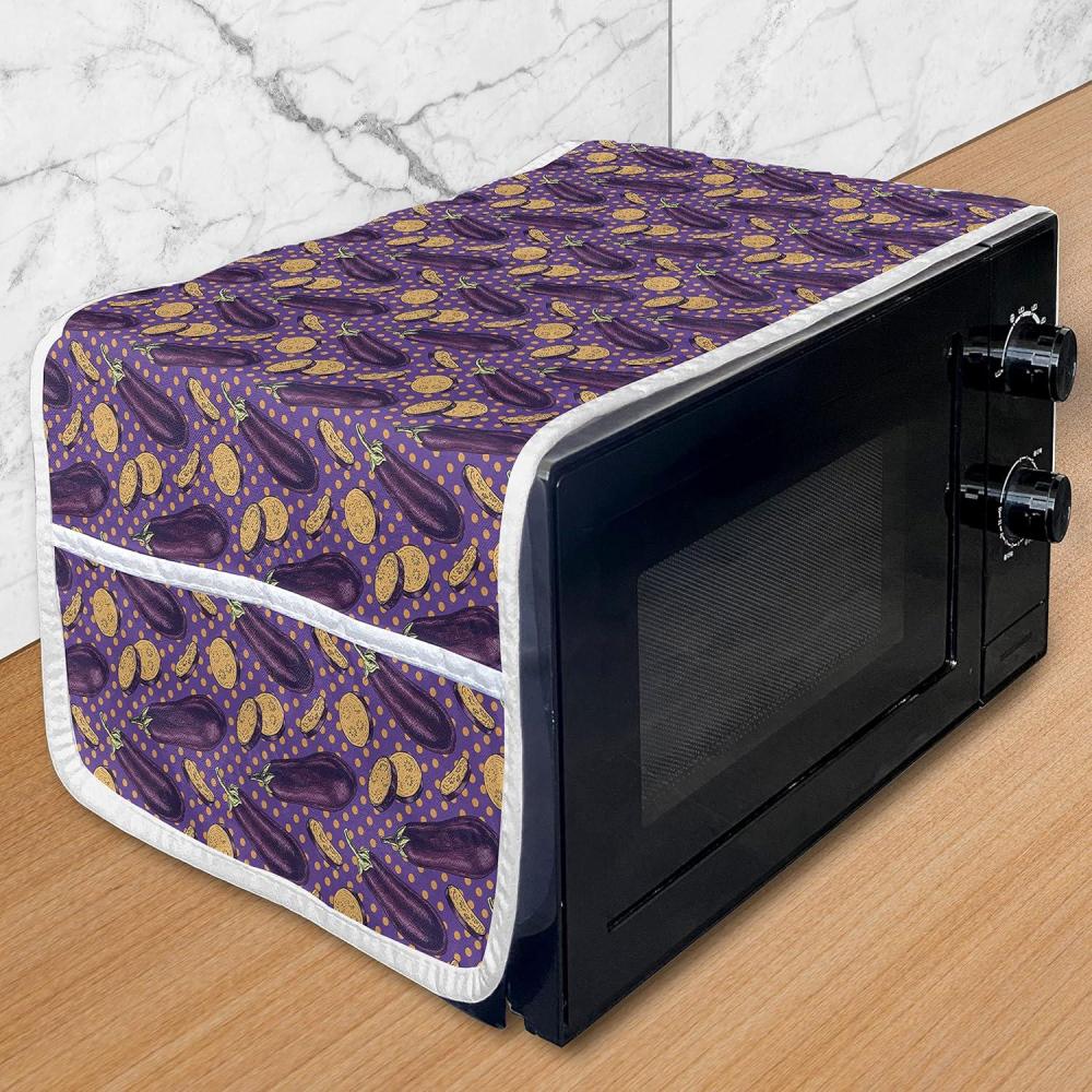 imageAmbesonne Rose Microwave Oven Cover Valentines Day Retro Style Petals with Leaves Ornamental Growth Pattern Water Resistant Organizer with Pockets for Kitchen 36 x 12 Ruby Hunter Green BlackPurple Orange