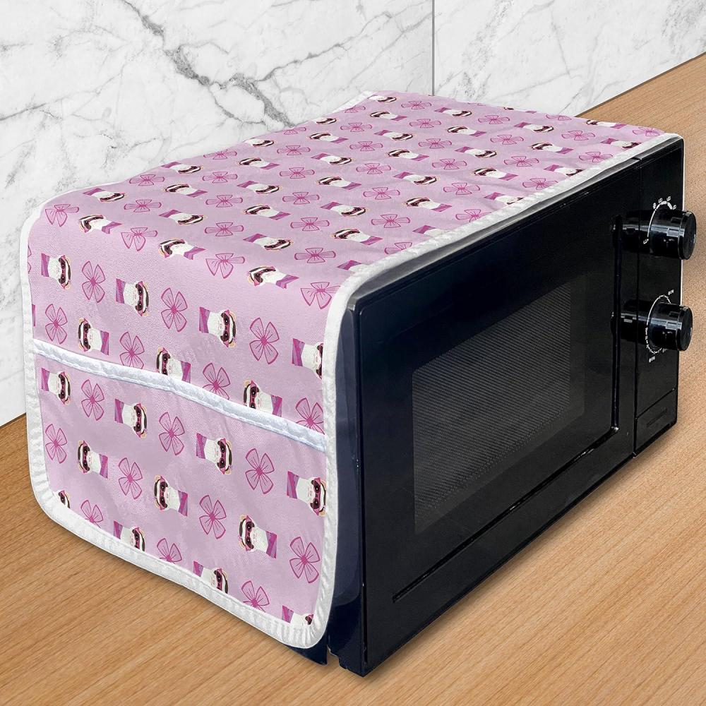 imageAmbesonne Roses Microwave Oven Cover Flowers Petals and Buds on Plain Backdrop Valentines Day Themed Print Water Resistant Organizer with Pockets for Kitchen 36 x 12 Vermilion Emerald WhitePale Pink Fuchsia