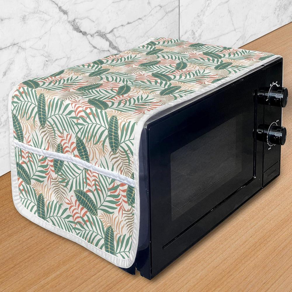 imageAmbesonne Roses Microwave Oven Cover Flowers Petals and Buds on Plain Backdrop Valentines Day Themed Print Water Resistant Organizer with Pockets for Kitchen 36 x 12 Vermilion Emerald WhiteLaurel Green Salmon