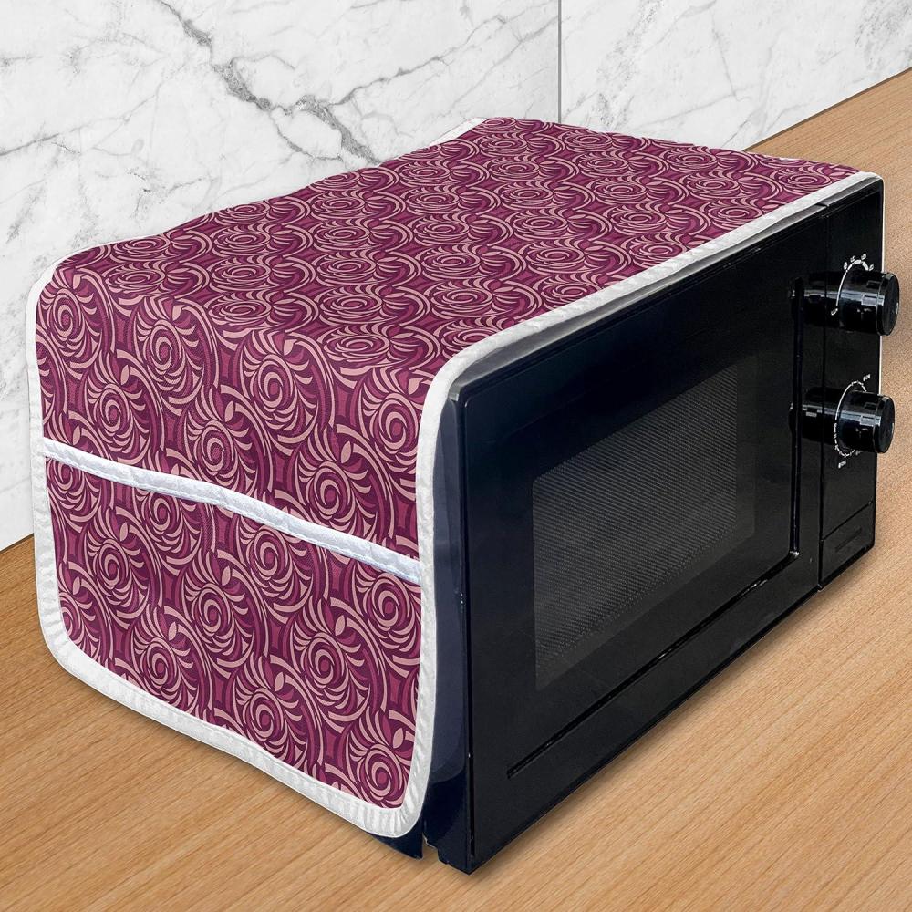 imageAmbesonne Roses Microwave Oven Cover Flowers Petals and Buds on Plain Backdrop Valentines Day Themed Print Water Resistant Organizer with Pockets for Kitchen 36 x 12 Vermilion Emerald WhiteDark Magenta Plum