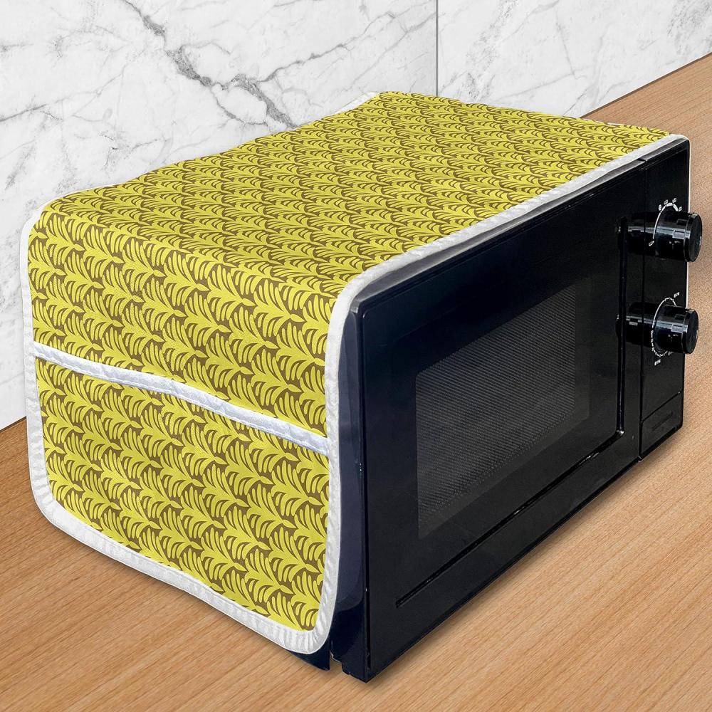 imageAmbesonne Roses Microwave Oven Cover Flowers Petals and Buds on Plain Backdrop Valentines Day Themed Print Water Resistant Organizer with Pockets for Kitchen 36 x 12 Vermilion Emerald WhitePale Coffee Yellow