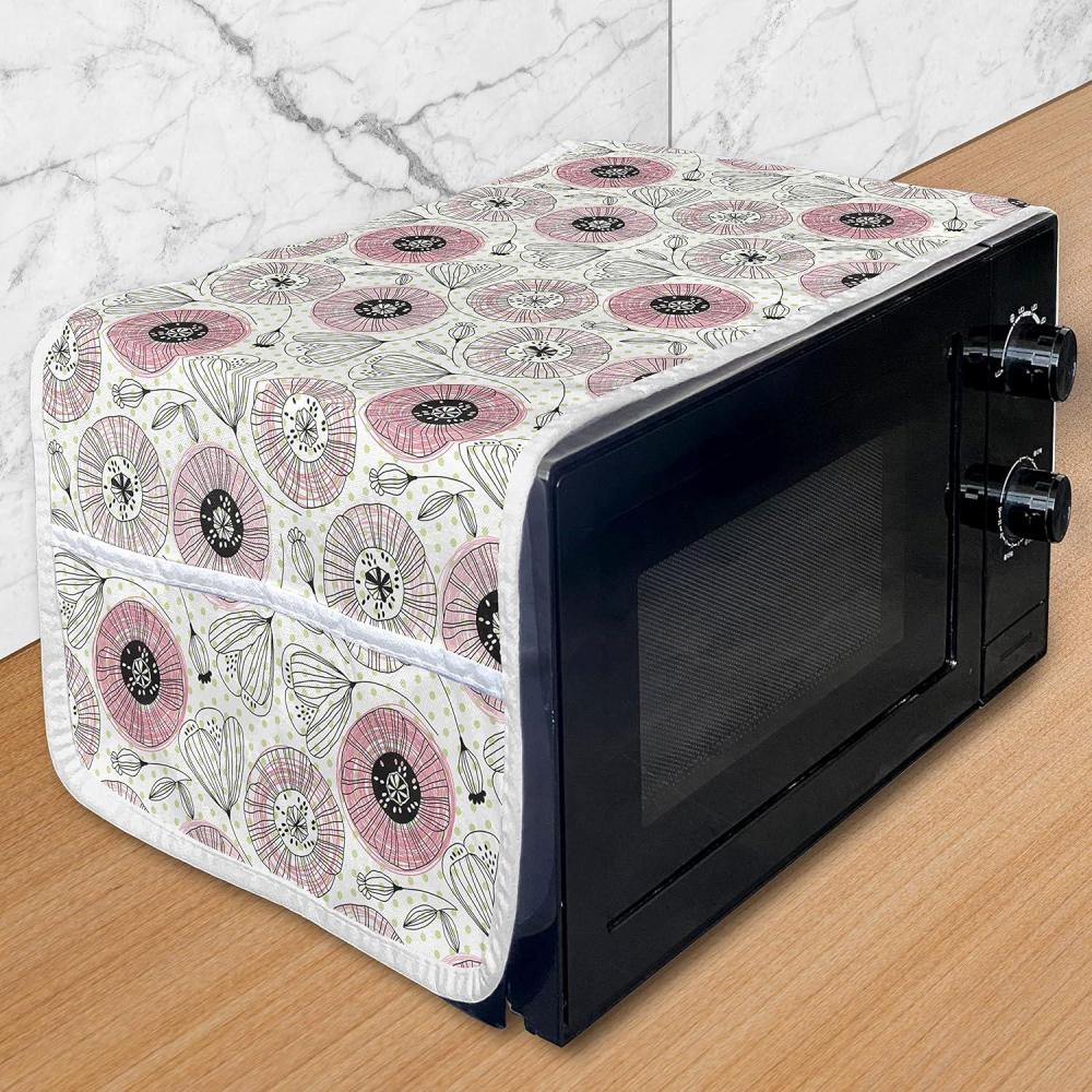 imageAmbesonne Roses Microwave Oven Cover Flowers Petals and Buds on Plain Backdrop Valentines Day Themed Print Water Resistant Organizer with Pockets for Kitchen 36 x 12 Vermilion Emerald WhitePale Green Pastel Pink
